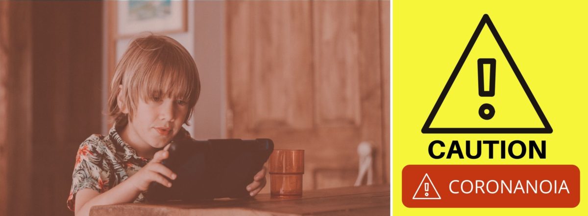 Attenzione- Bambino con tablet per combattere la noia.